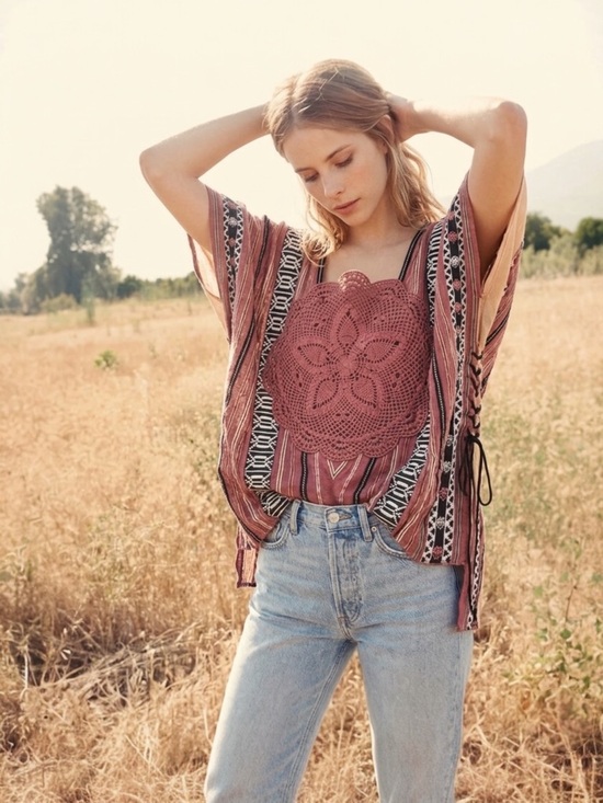 Free People Tops - NWT Free People Crochet Tunic Top XS Antique Combo Boho Lagenlook Cottagecore